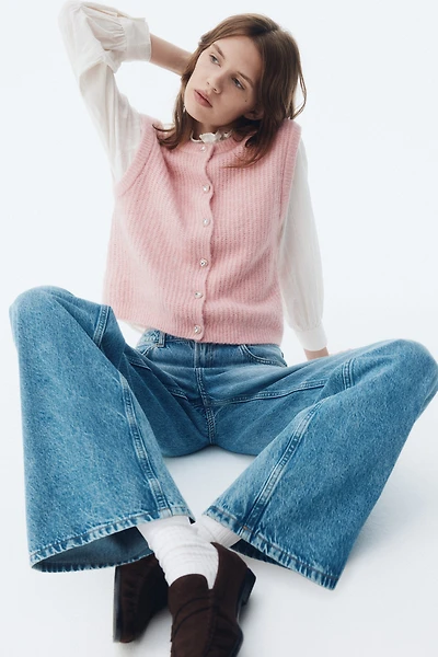 Gilet sans manches en tricot côtelé