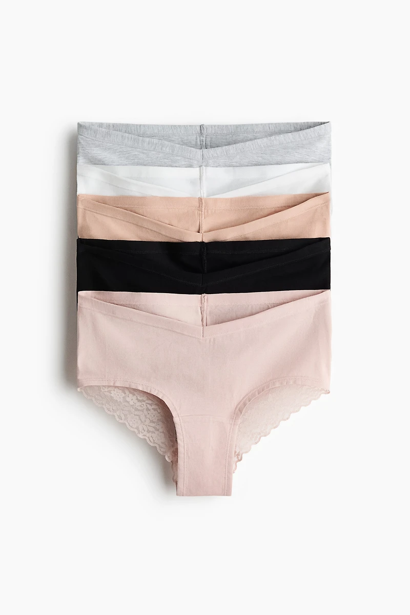 MAMA 5-Pack Lace-Trimmed Cotton Hipster Briefs