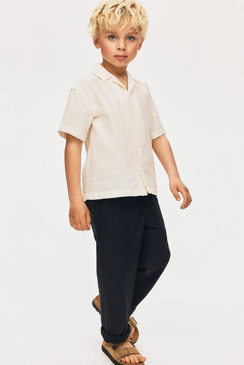 Linen-blend trousers