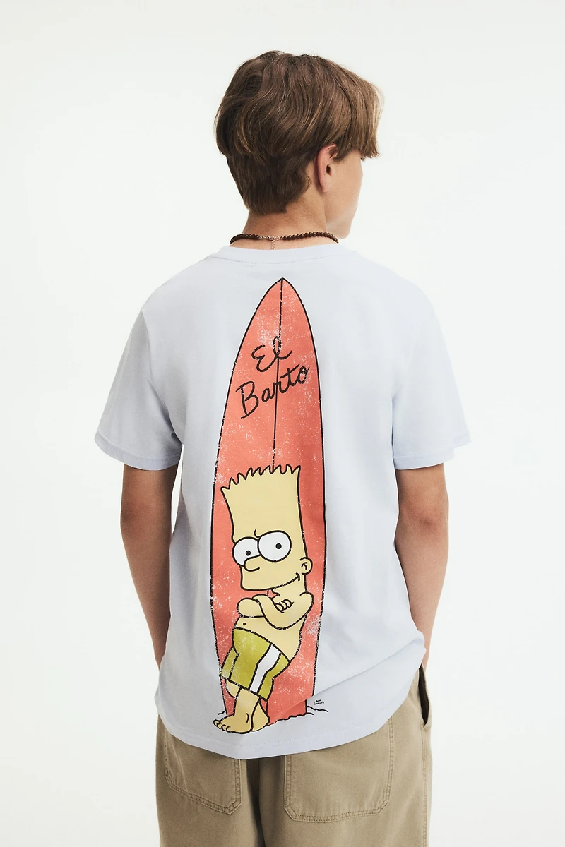 Print-motif cotton T-shirt