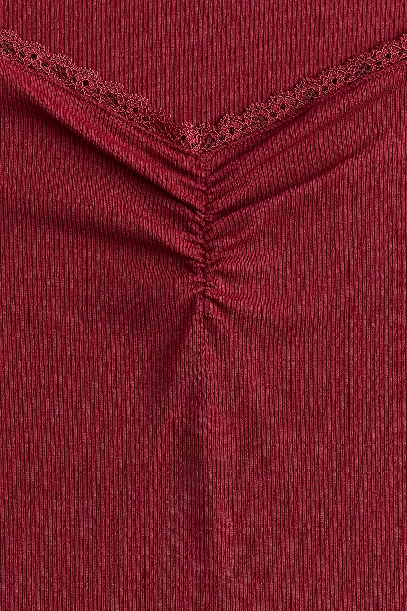 Lace-Trimmed Ribbed Top