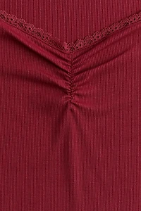 Lace-Trimmed Ribbed Top