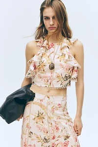 Sleeveless Linen-Blend Top