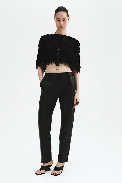 Rib-Knit Cape with Fringe