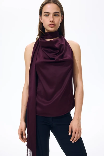 Haut à écharpe en satin