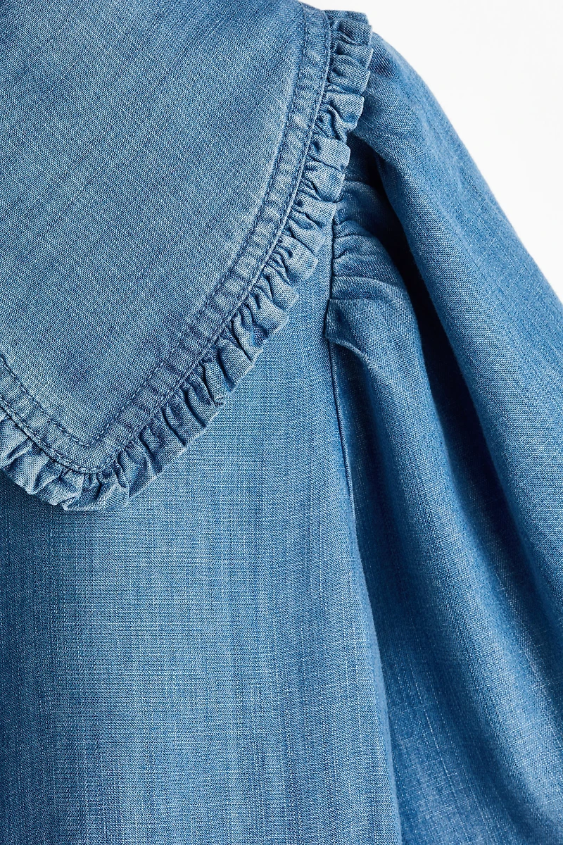 Tie-Front Denim Blouse