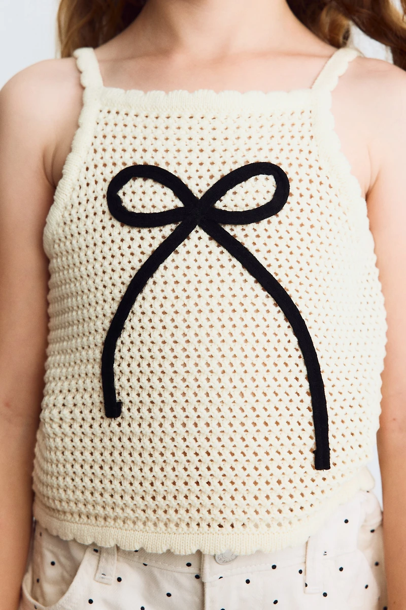 Crochet-Look Cotton Tank Top