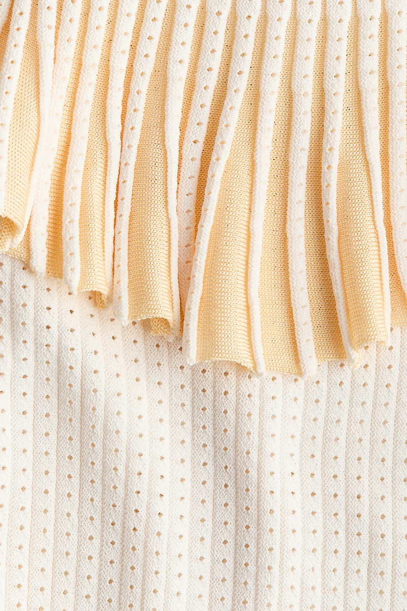 Flounced Pointelle-Knit Top
