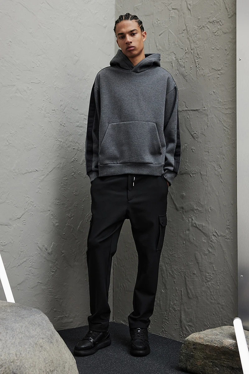 Loose Fit Hoodie with Side Stripes