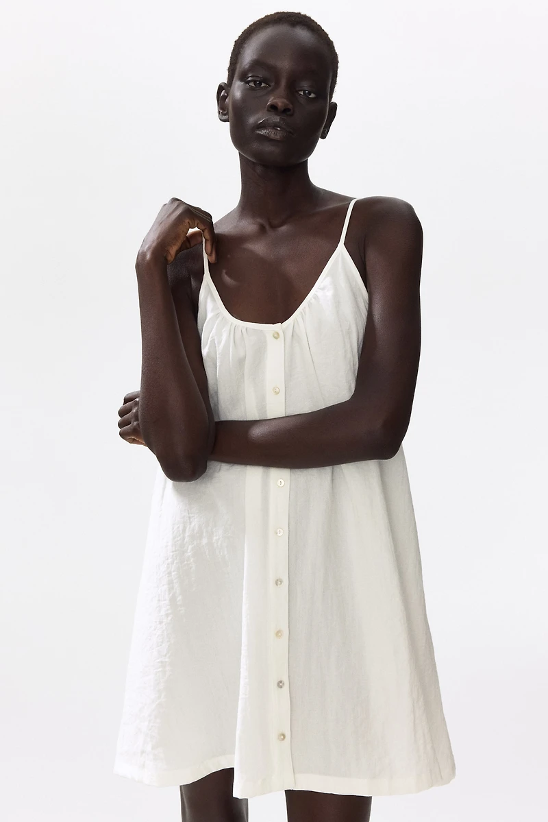 Button-Front Crêpe Dress