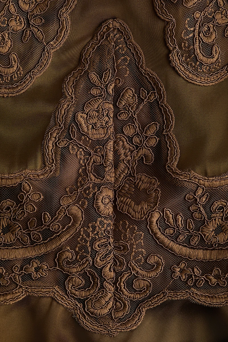 Lace-Detail Satin Top