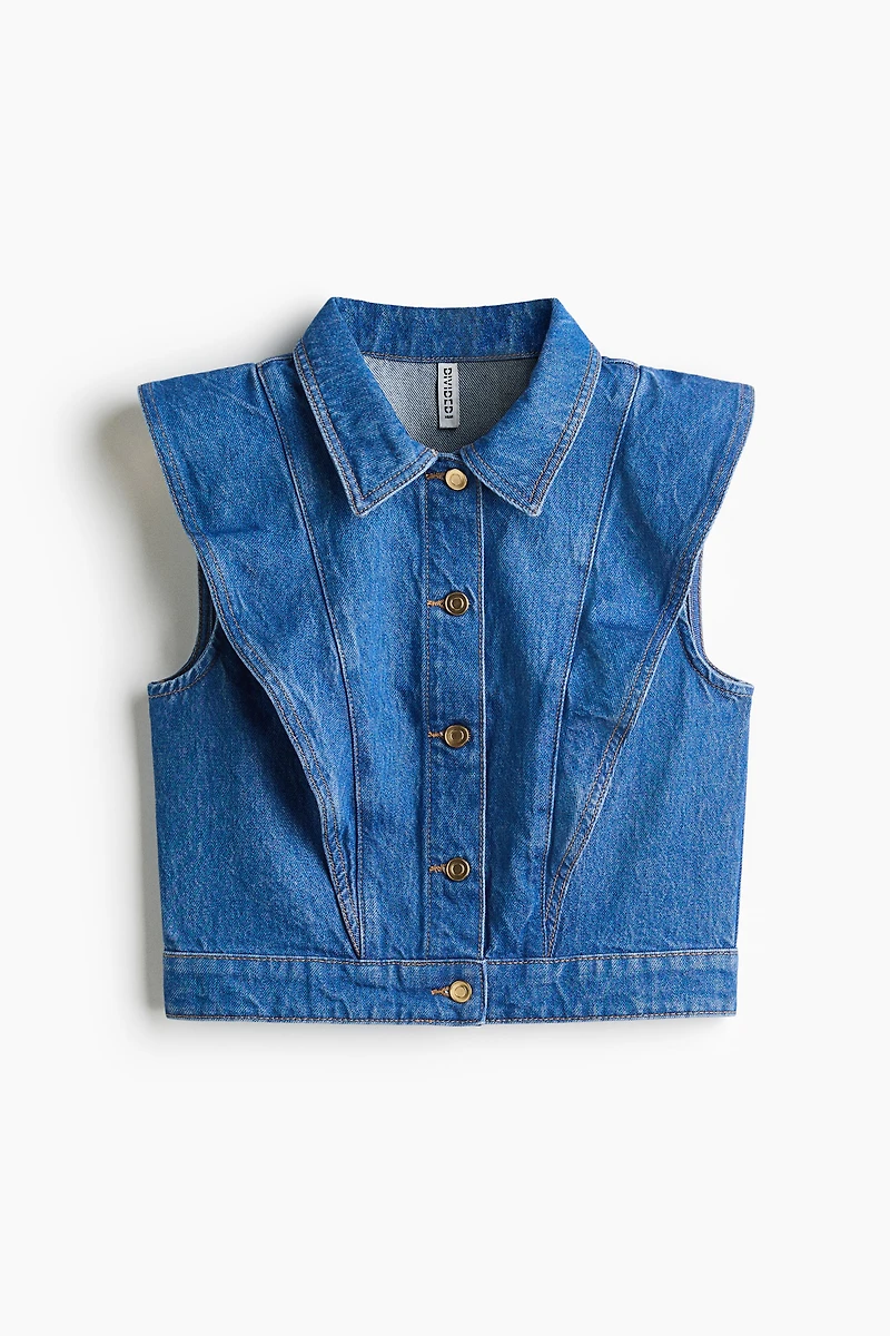 Chandail sans manches à volants en denim