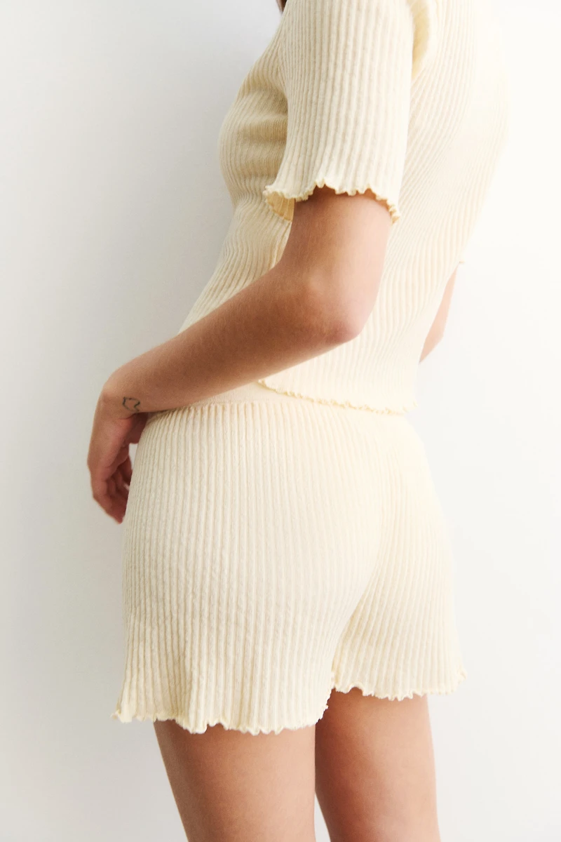 Linen-Blend Rib-Knit Shorts
