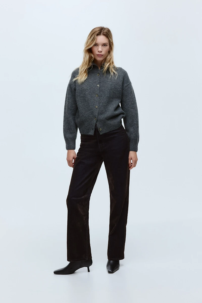 Flocked Straight High Jeans