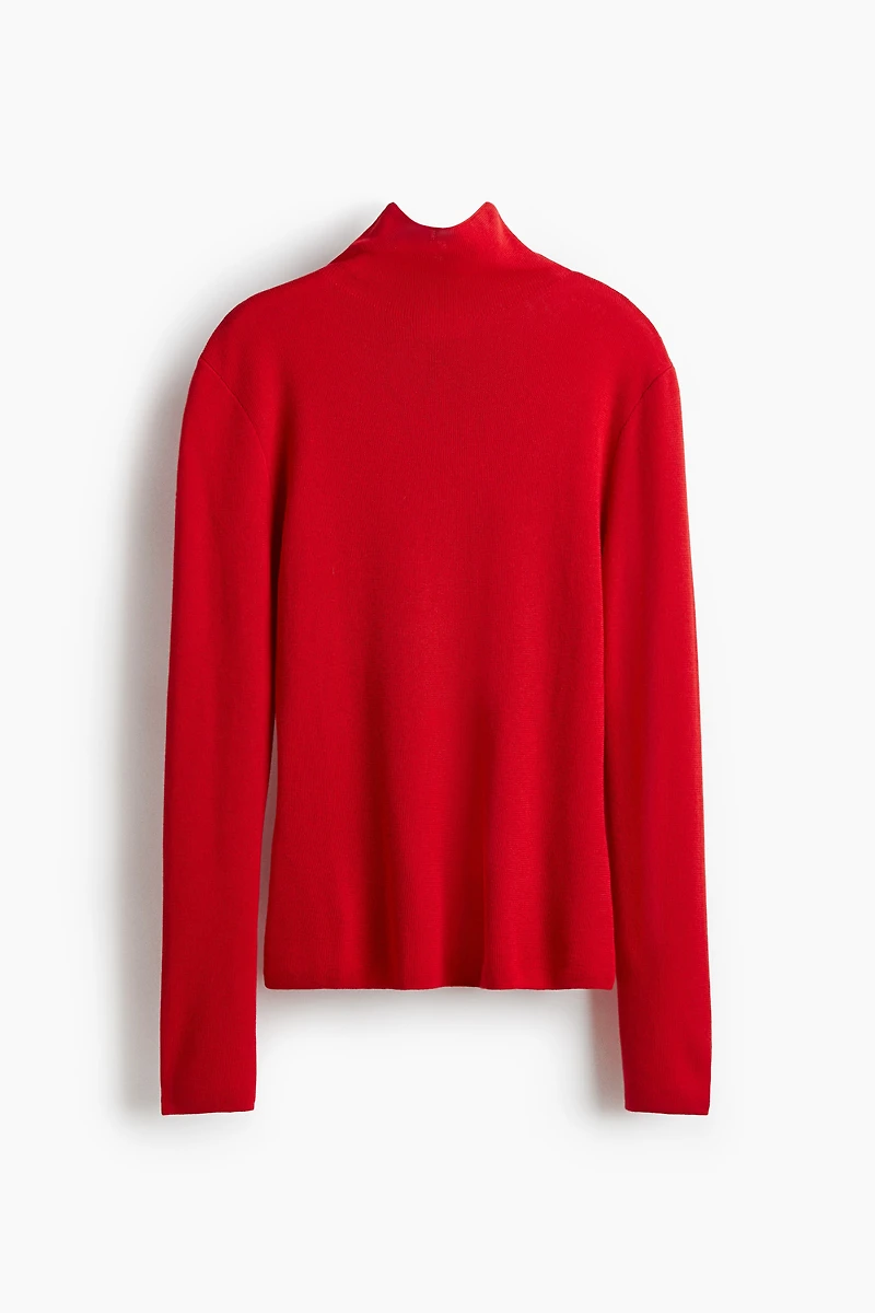 Fine-Knit Mock Turtleneck Top