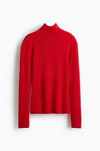 Fine-Knit Mock Turtleneck Top