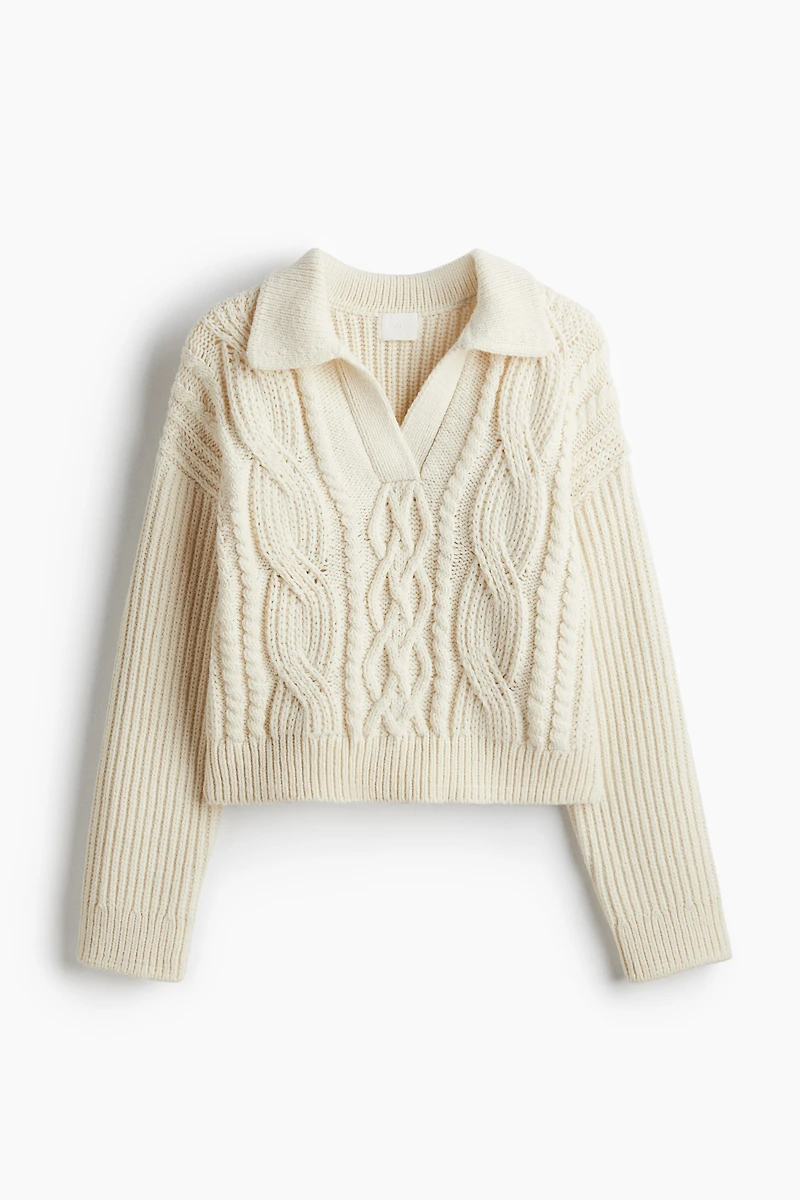 Cable-Knit Sweater with Collar