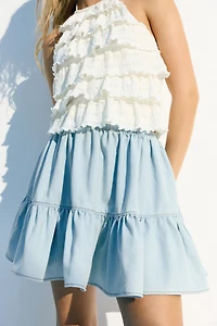 Flounced Mini Skirt