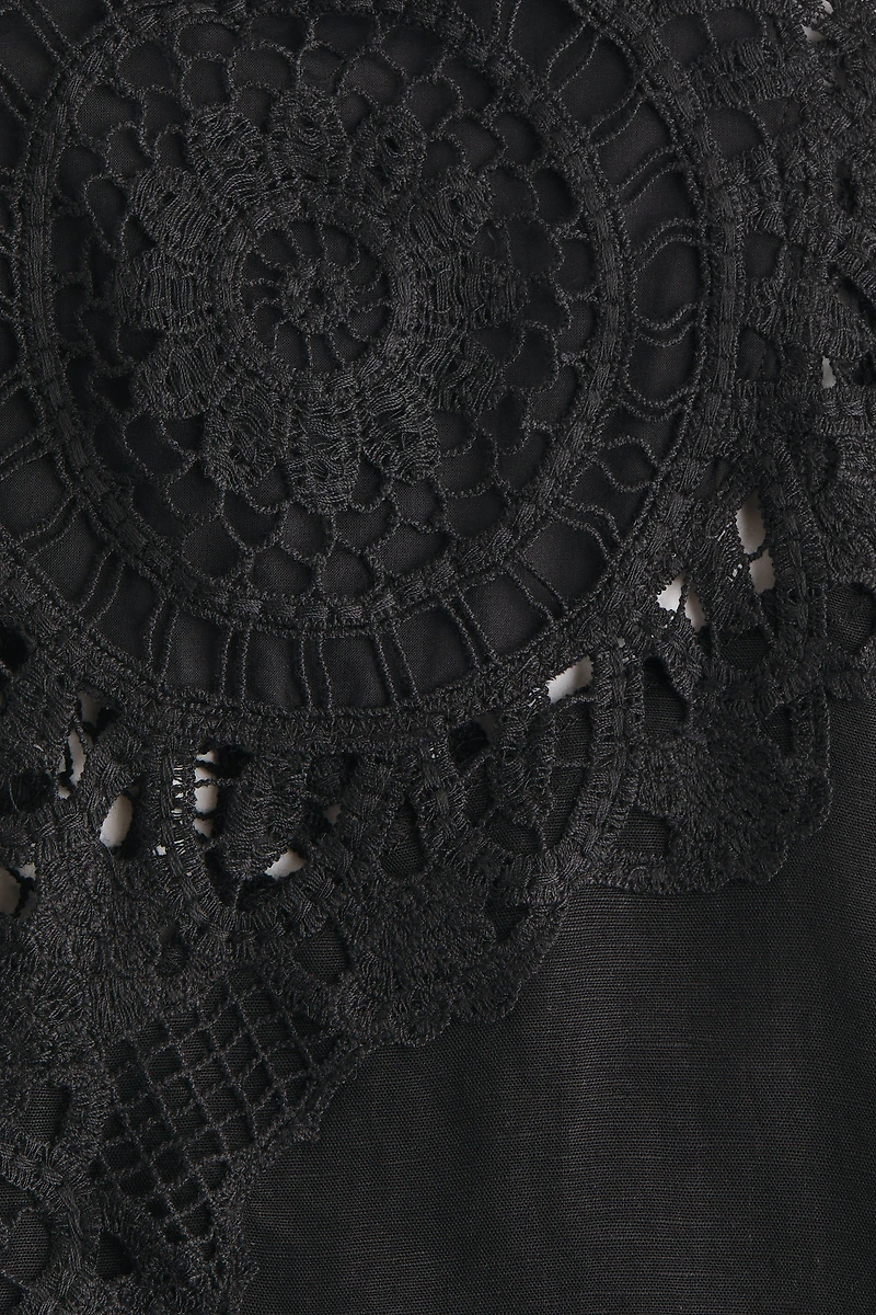 Lace-Detail Linen-Blend Dress