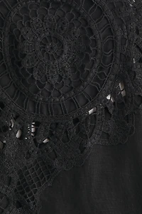 Lace-Detail Linen-Blend Dress