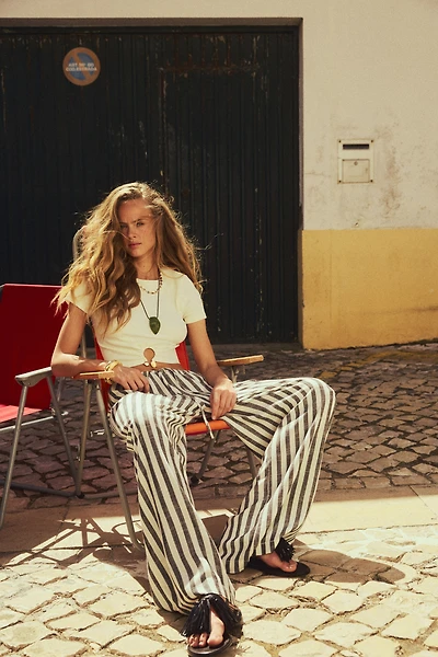 Linen-Blend Drawstring Pants