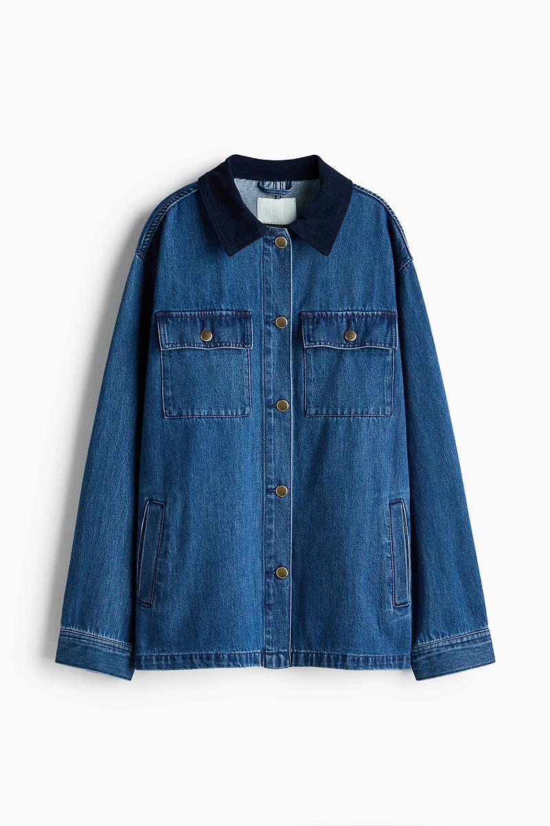 Denim Jacket with Corduroy Collar