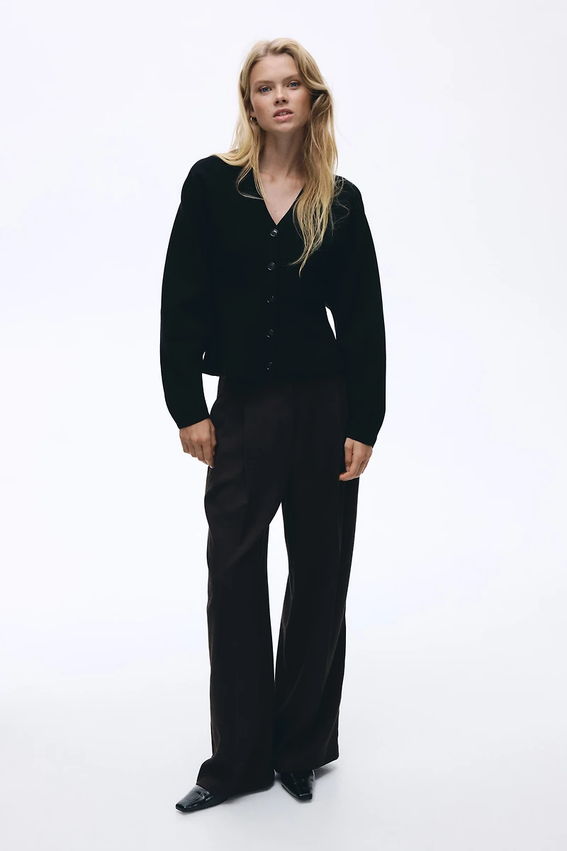 Silk-Blend Peplum Cardigan