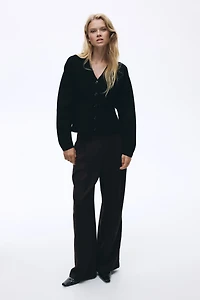 Silk-Blend Peplum Cardigan