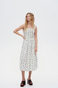Pintuck-Detail Dress with Flared Skirt