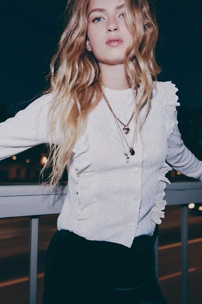 Ruffle-Trimmed Cardigan