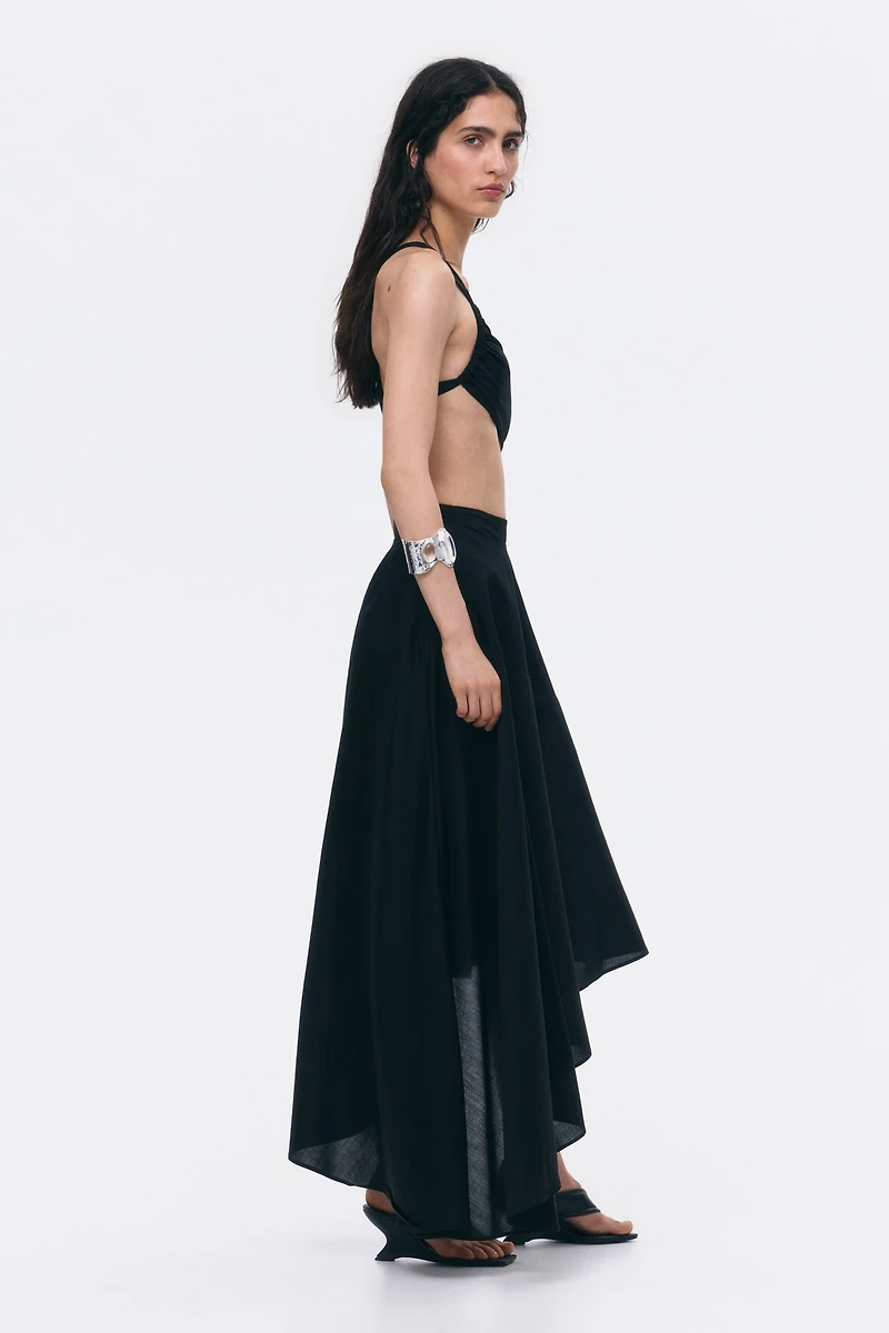 Asymmetric Dual-Fabric Skirt