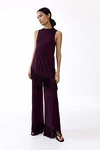 MAMA Asymmetric Fringe-Trimmed Top