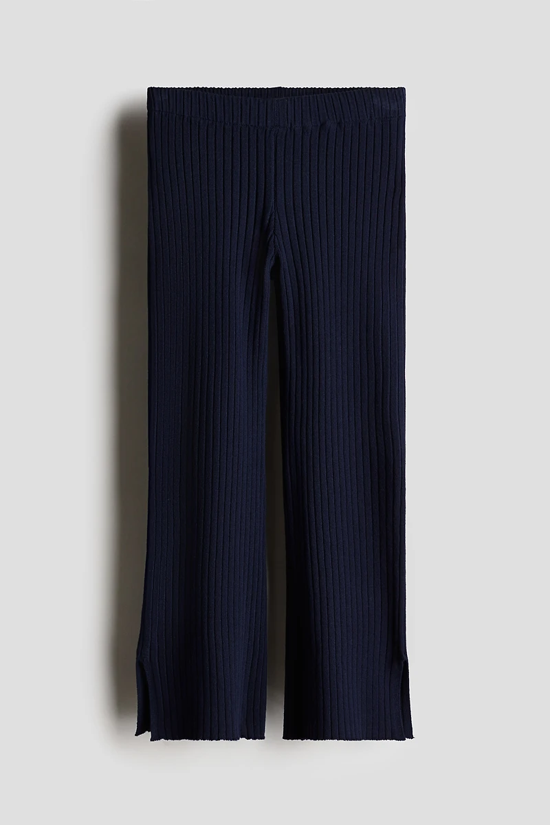 Pantalon évasé en tricot côtelé