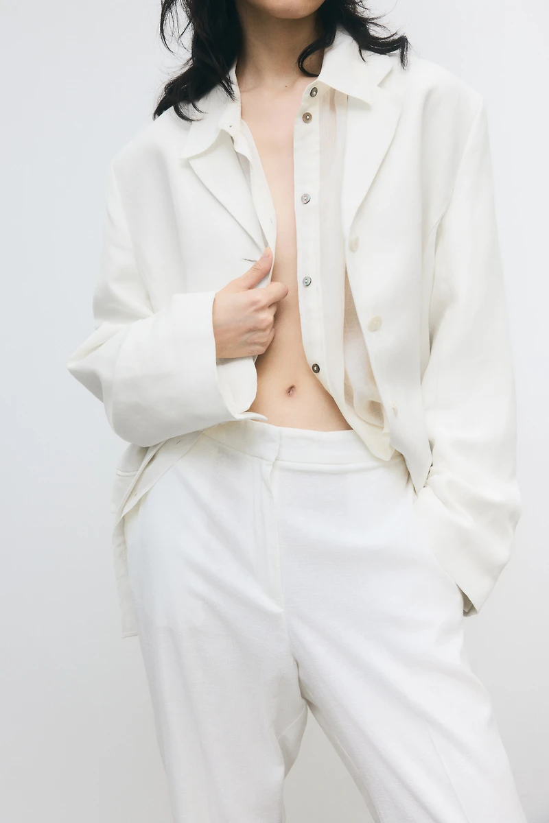 Bootcut Linen-Blend Pants