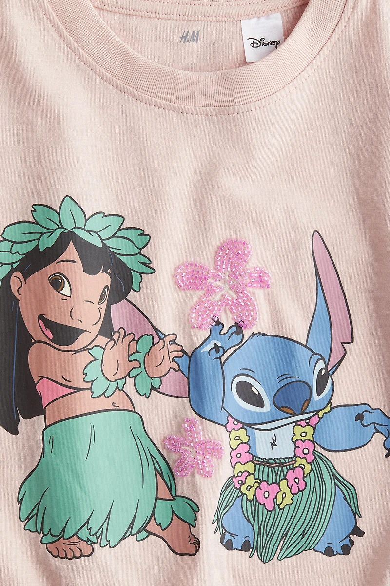 Cotton T-Shirt with Printed Motif