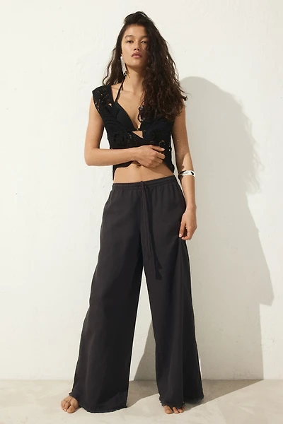 Linen-Blend Drawstring Pants