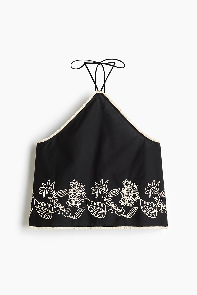 Embroidered Cotton Halterneck Top