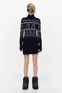 Jacquard-Knit Merino Wool-Blend Dress