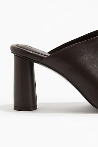 Heeled Leather Mules