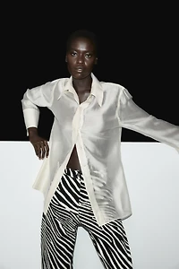 Barrel-Leg Twill Pants