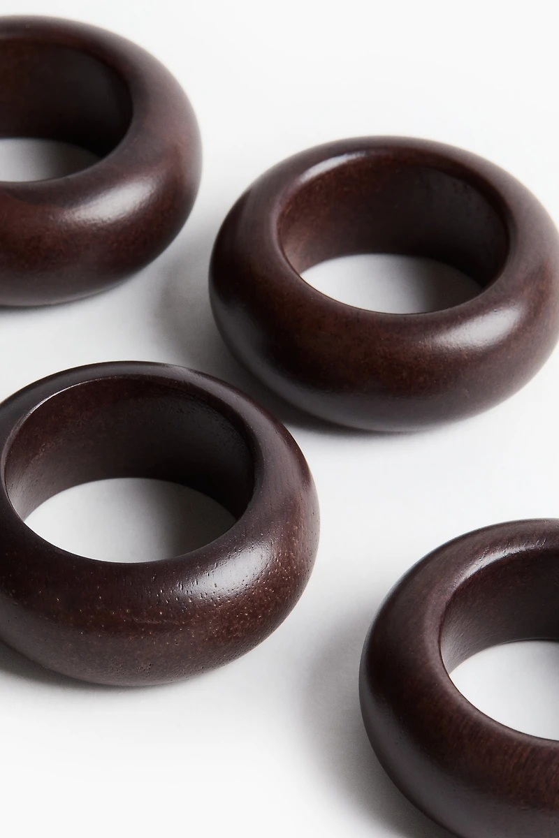 Lot de 4 ronds de serviette en bois