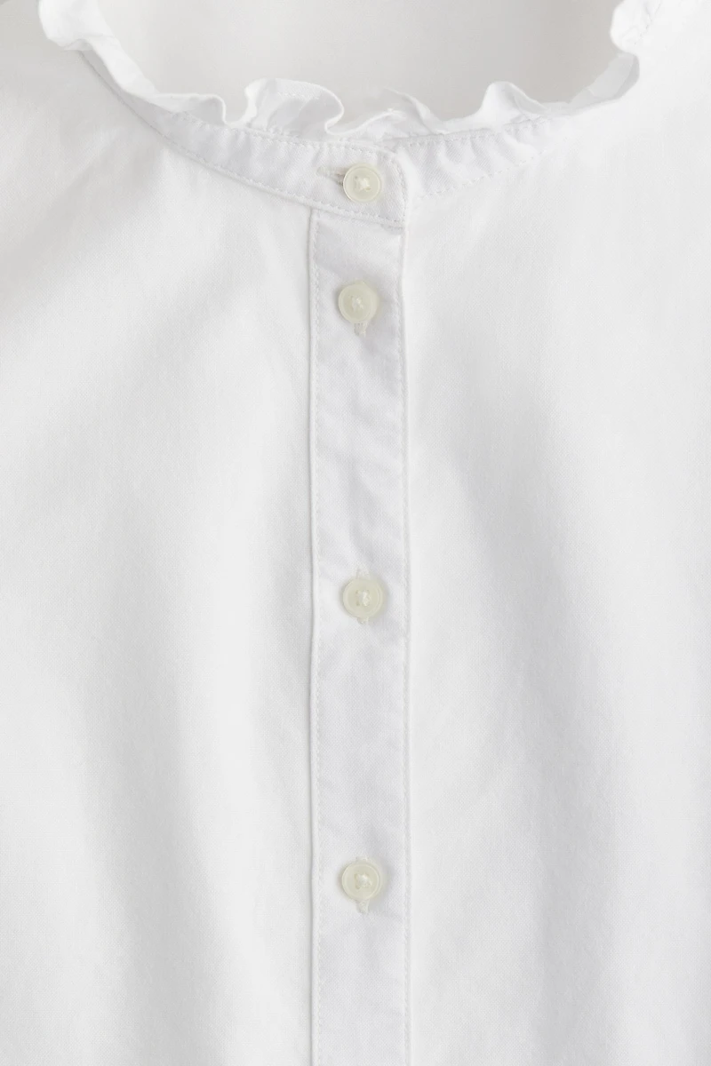Ruffle-trimmed Oxford Blouse