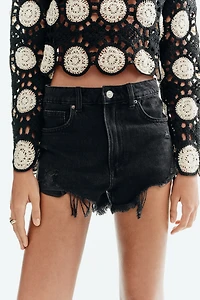 Distressed-Look Denim Shorts