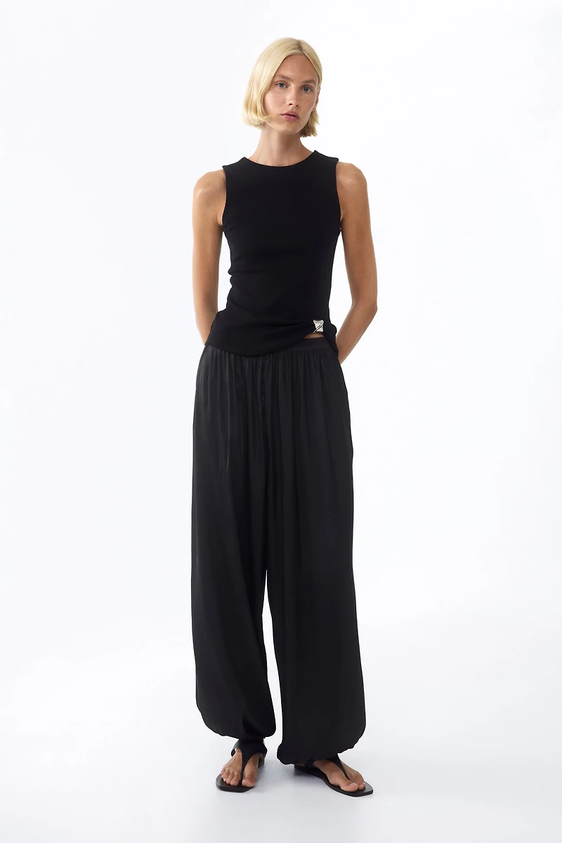 Draped-Detail Ribbed Top