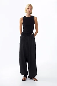 Draped-Detail Ribbed Top