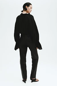 Linen-Blend Blouse with Embroidery