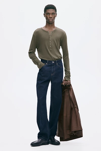 Slim-Fit Cotton Henley Shirt