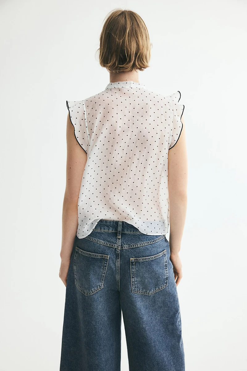 Flounced Scarf-Collar Blouse