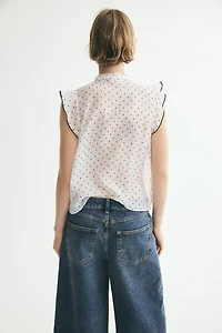 Flounced Scarf-Collar Blouse