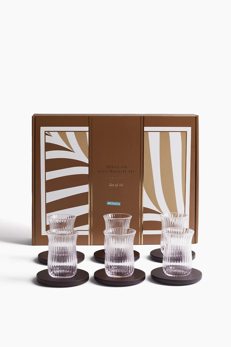 6-pack tea glasses with saucers